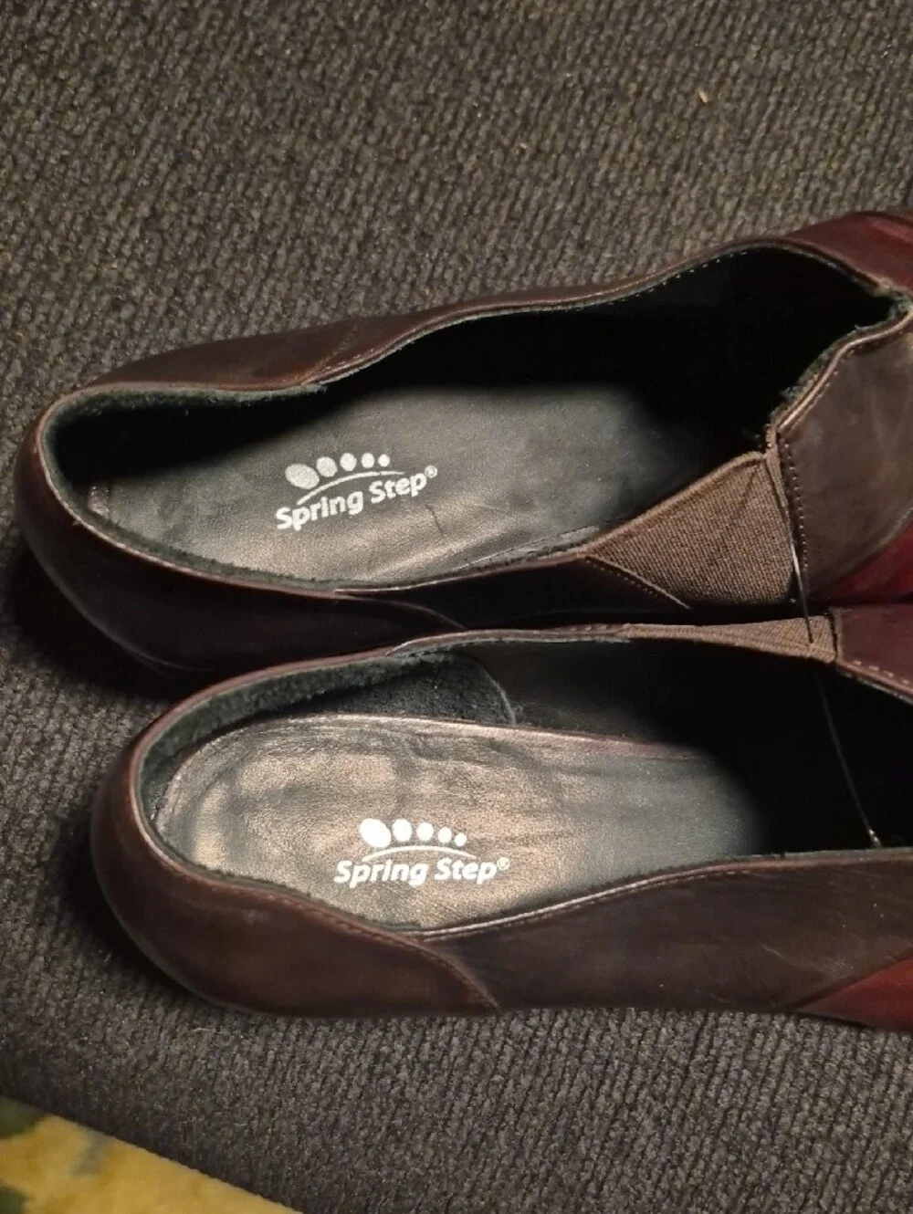 Spring Step Two-Tone Brown and Burgundy Leather Oxfords